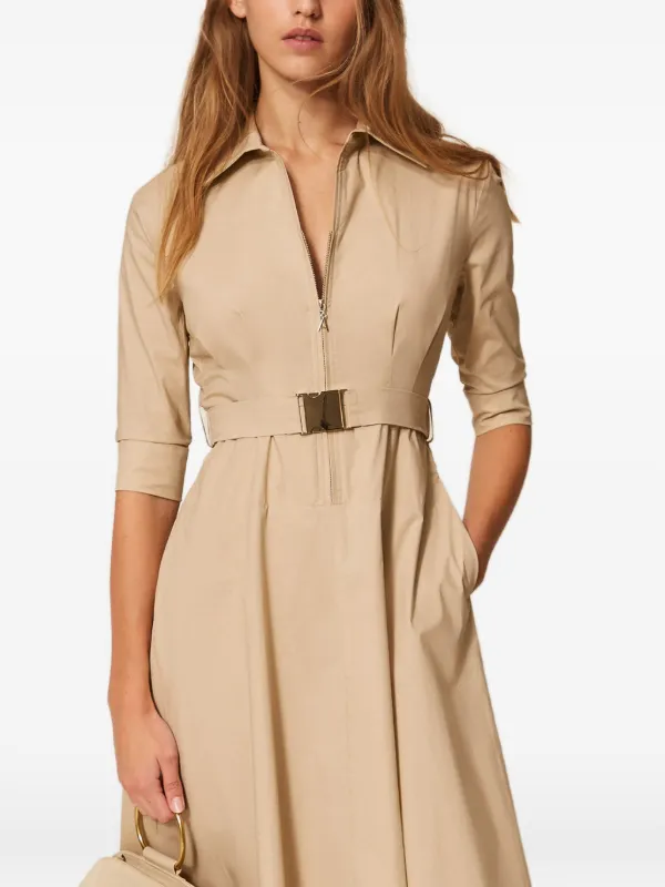TWINSET Belted zip-up Midi Dress | Neutrals | FARFETCH TWINSET Belted zip-up Midi Dress | Neutrals | FARFETCH