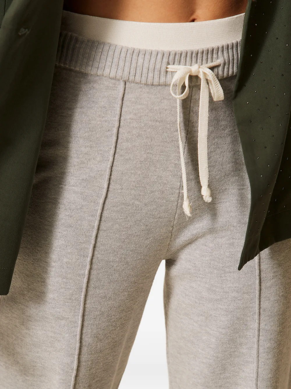 TWINSET Gebreide broek met trekkoord Grijs