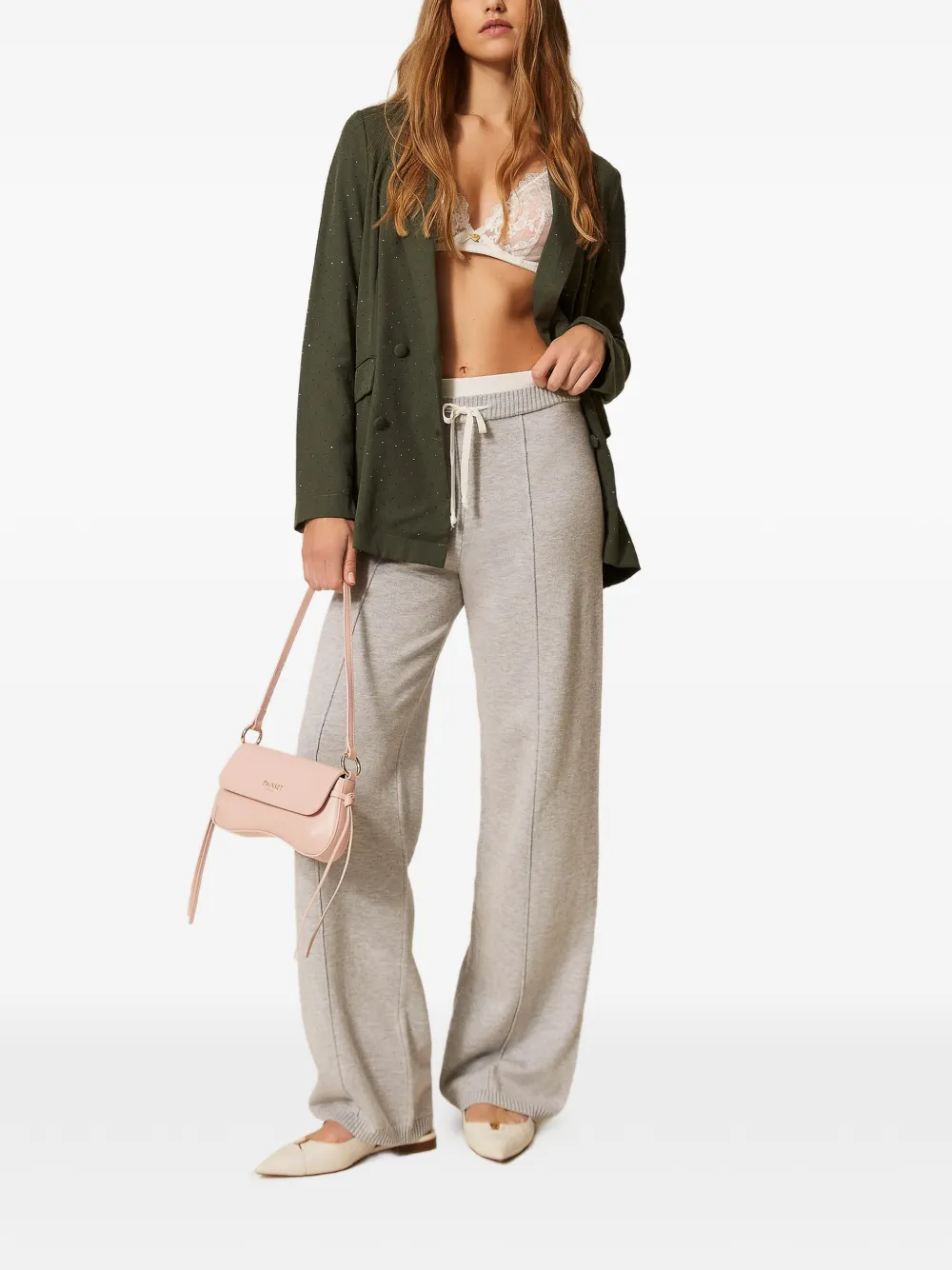  Twinset Drawstring Knit Trousers - Grey 