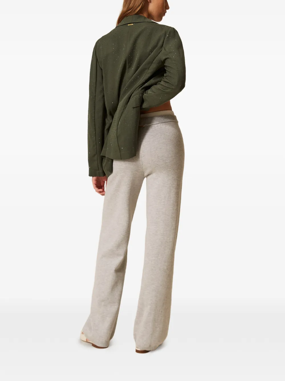 TWINSET Gebreide broek met trekkoord Grijs