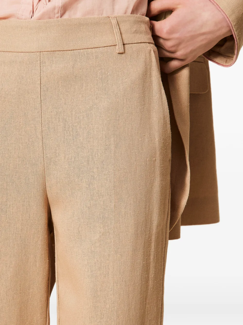 TWINSET Broek van linnenblend Beige