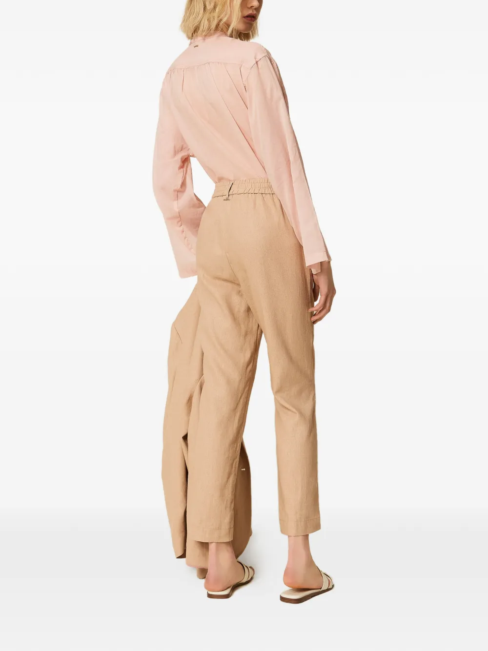 TWINSET Broek van linnenblend Beige