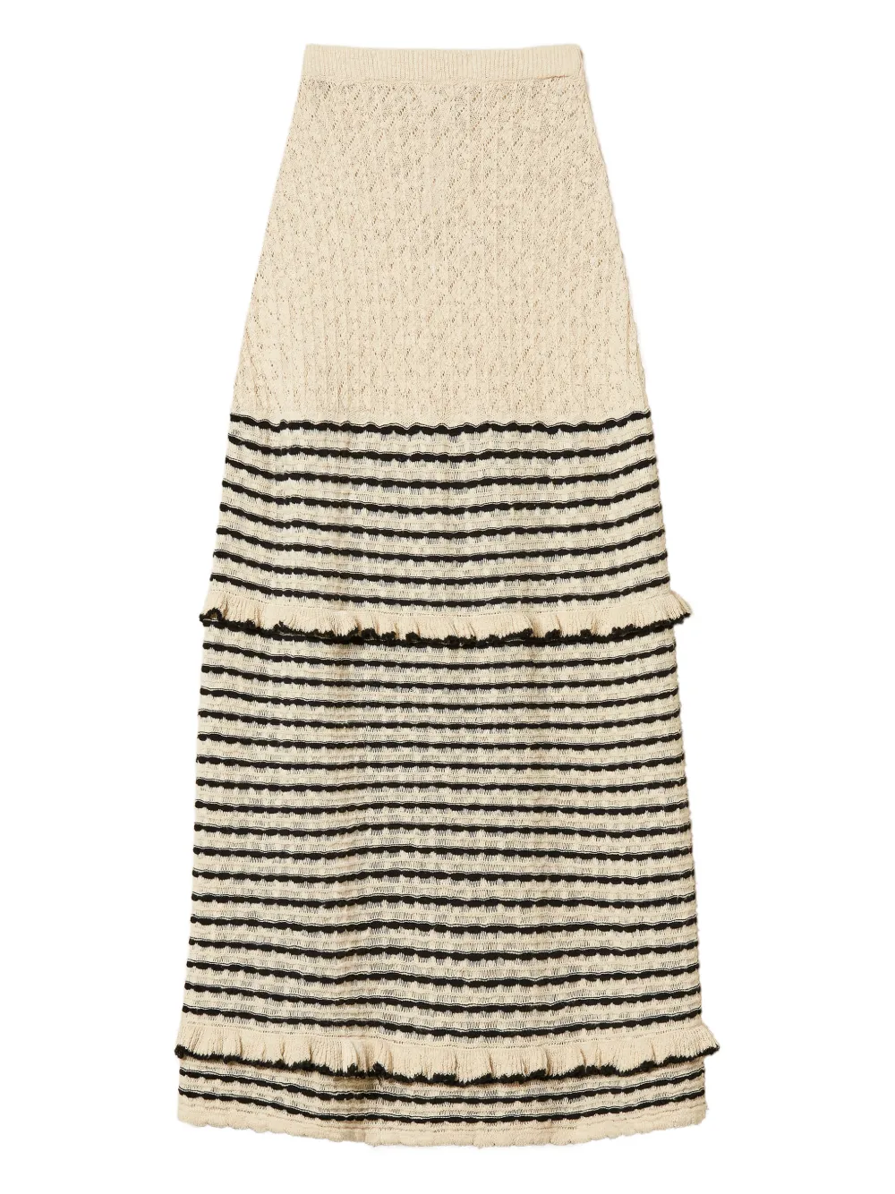 TWINSET striped ruffled maxi skirt - Toni neutri