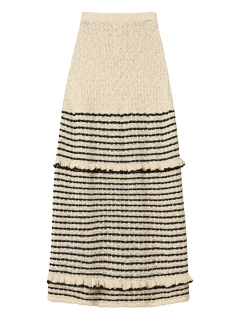 TWINSET striped ruffled maxi skirt 