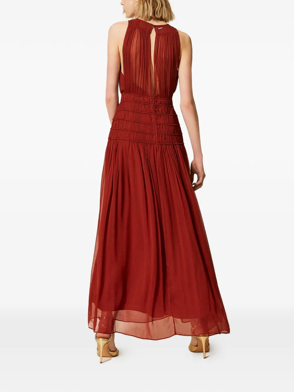 TWINSET Geplooide maxi-jurk Bruin