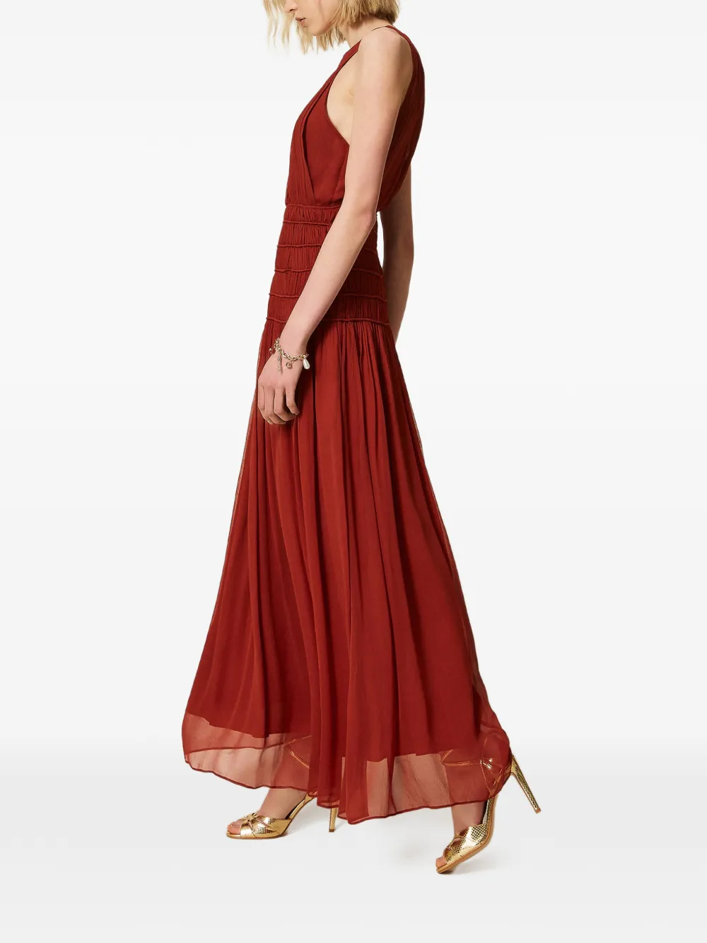 TWINSET Geplooide maxi-jurk Bruin