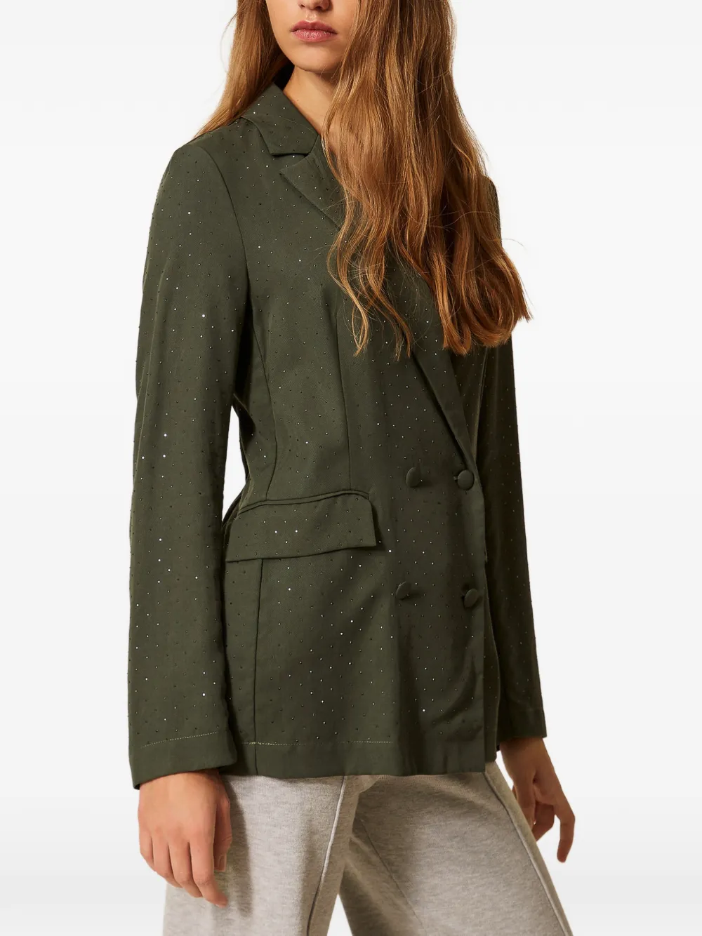 TWINSET Twill blazer met studs Groen