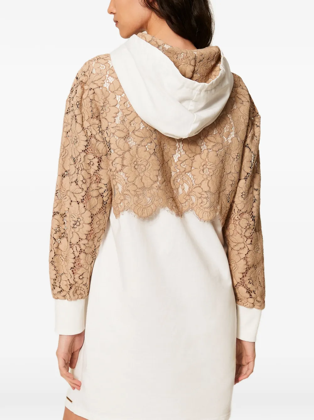 TWINSET Jurk met kanten detail en capuchon Wit