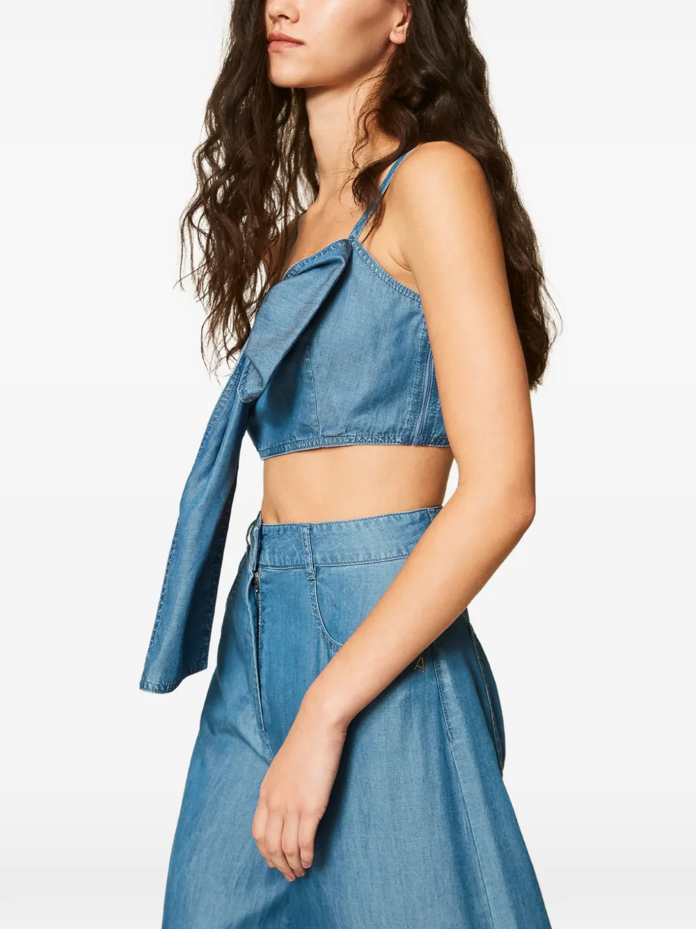 TWINSET Denim top met strik Blauw