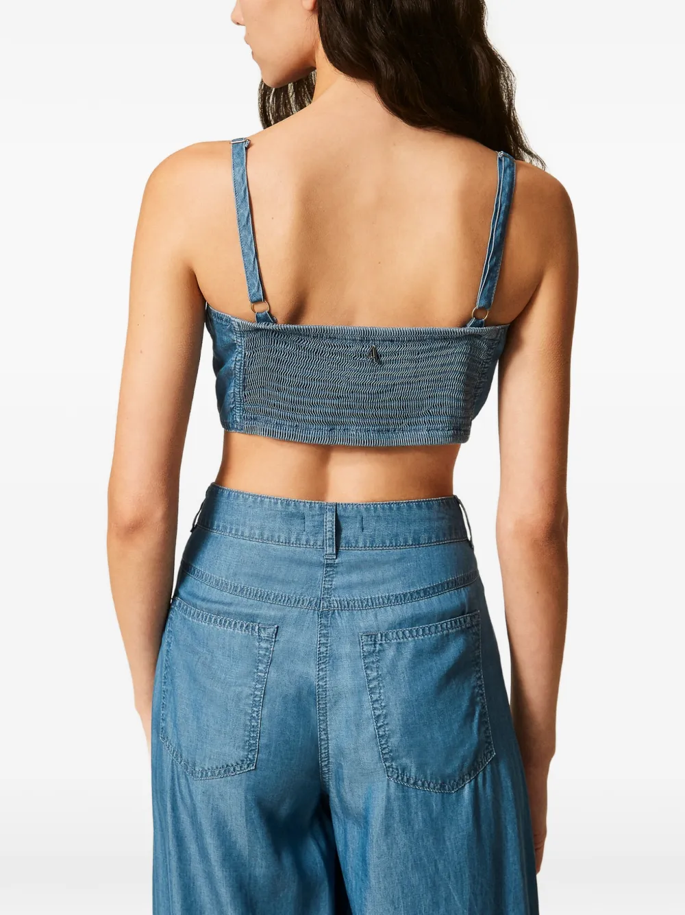 TWINSET Denim top met strik Blauw
