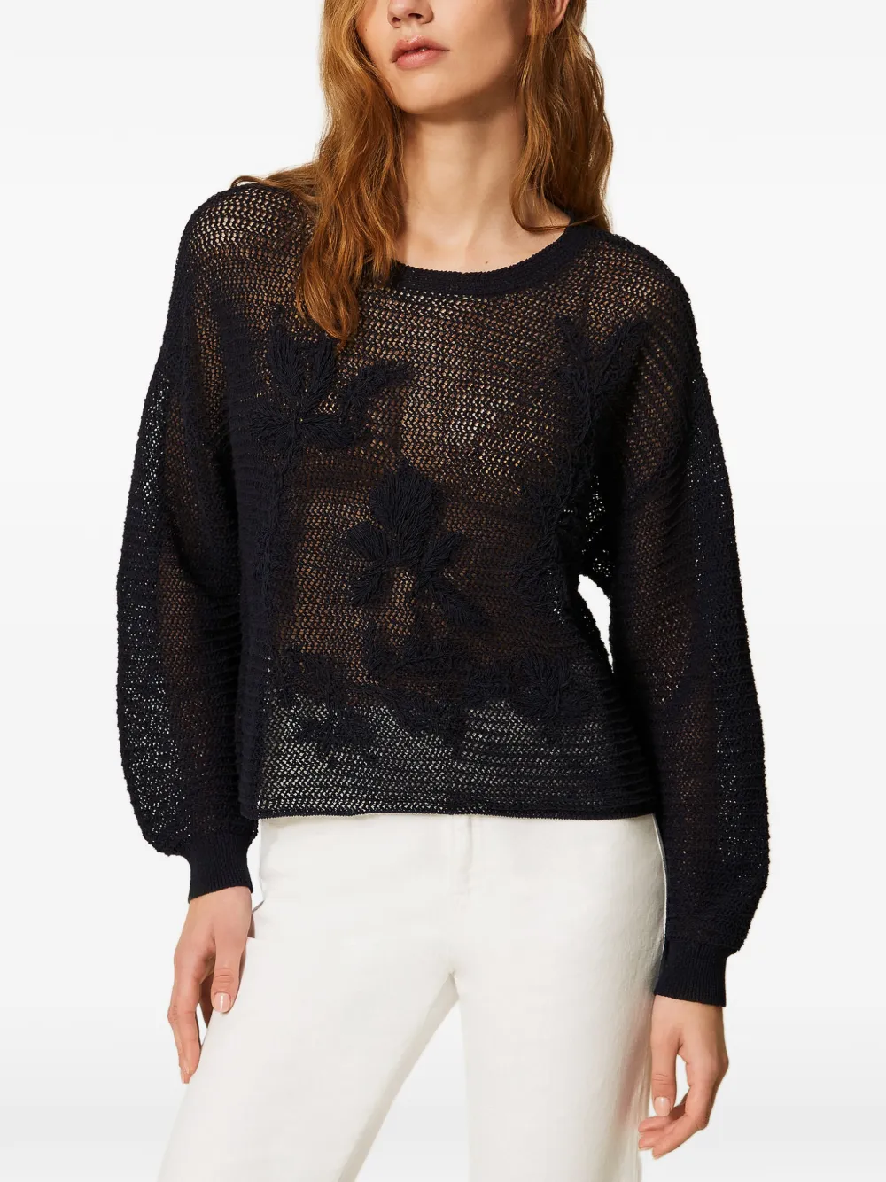  Twinset Embroidered Sweater - Blue 