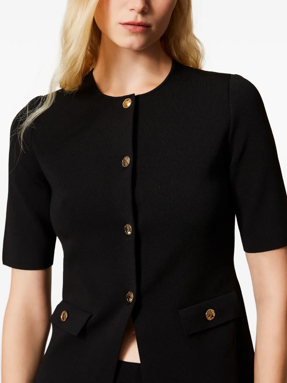 TWINSET Gebreid jack met knopen Zwart