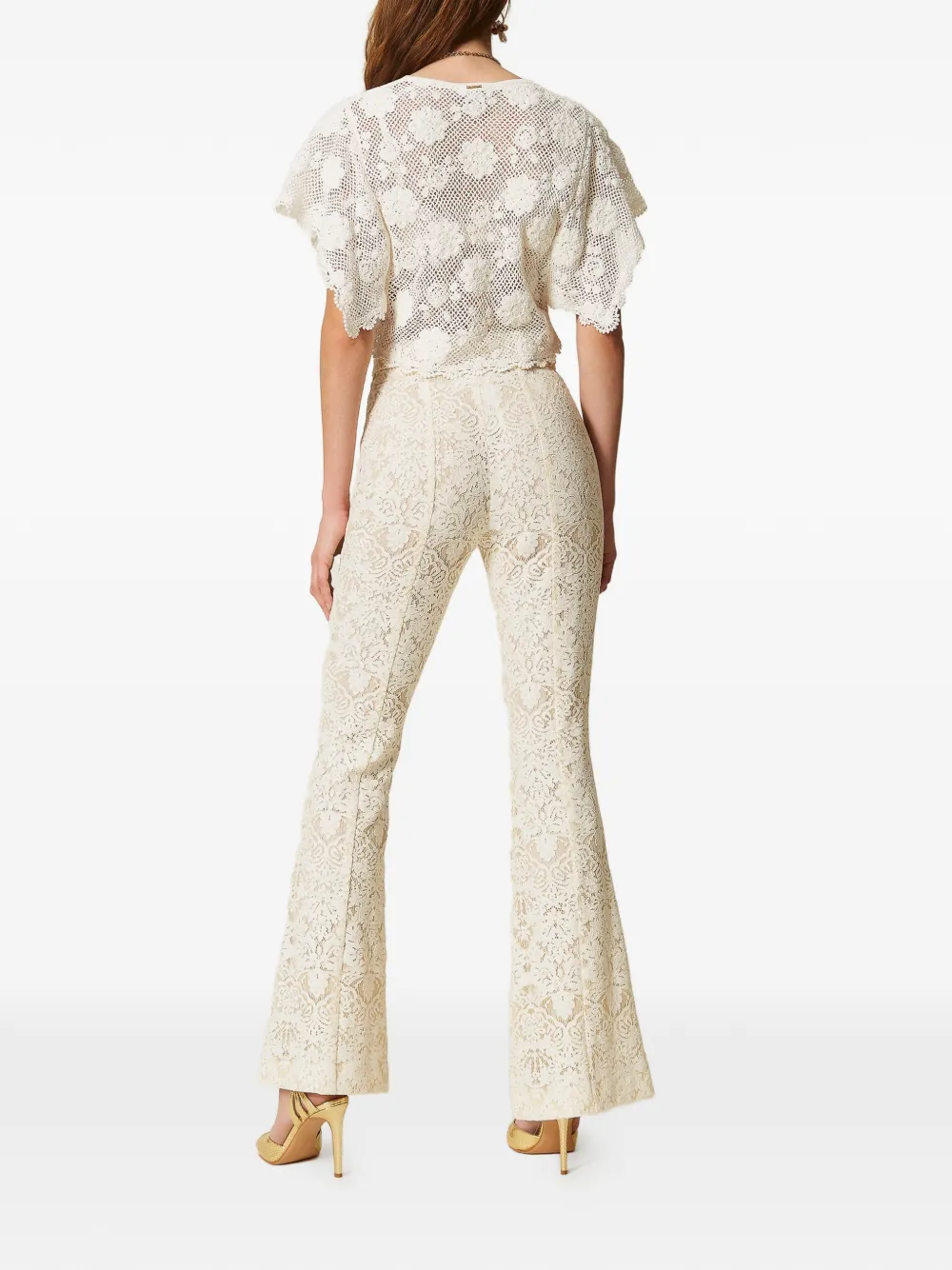 TWINSET Flared broek met veters Beige