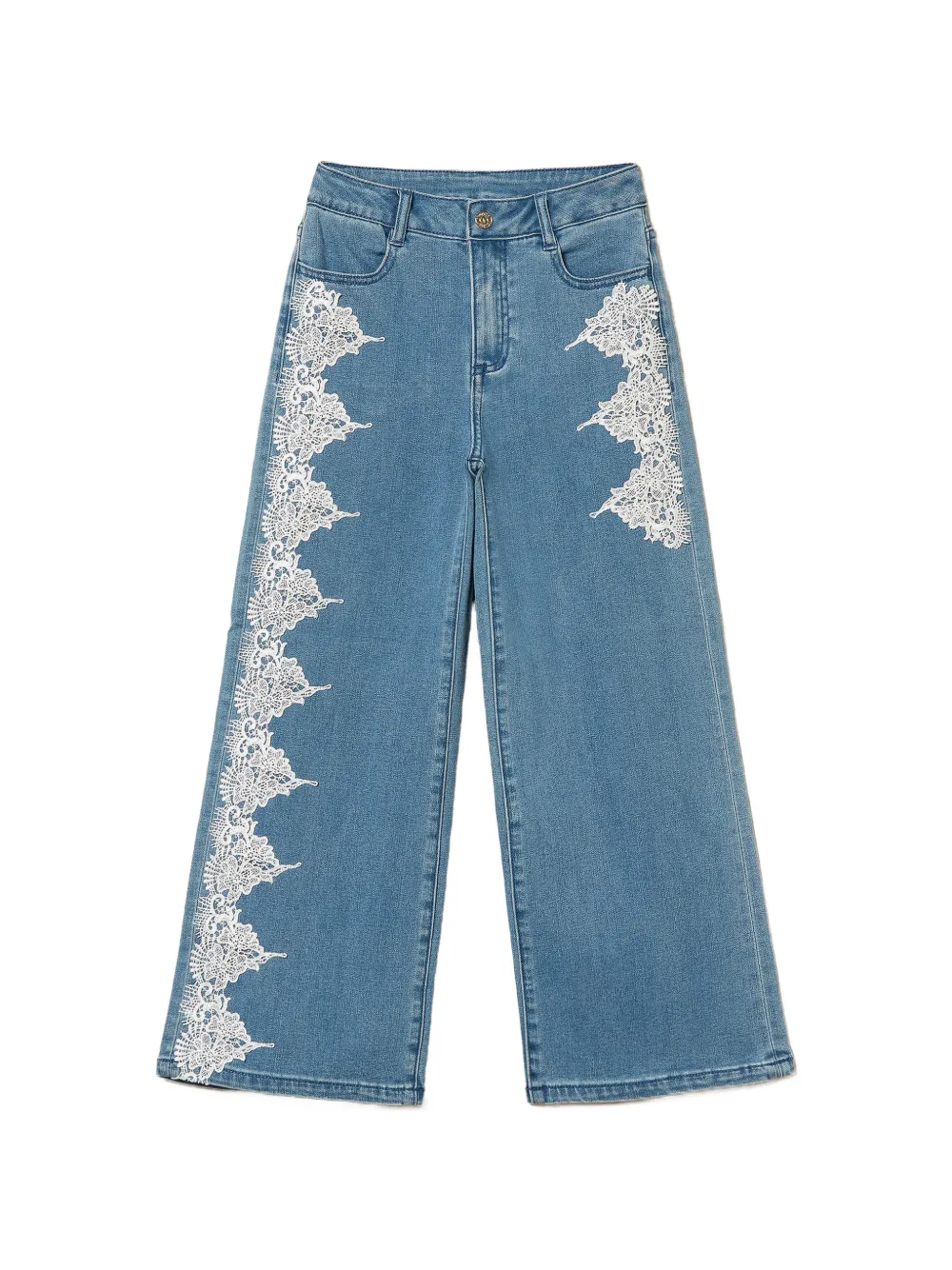 TWINSET Kids lace-detail jeans - Blu