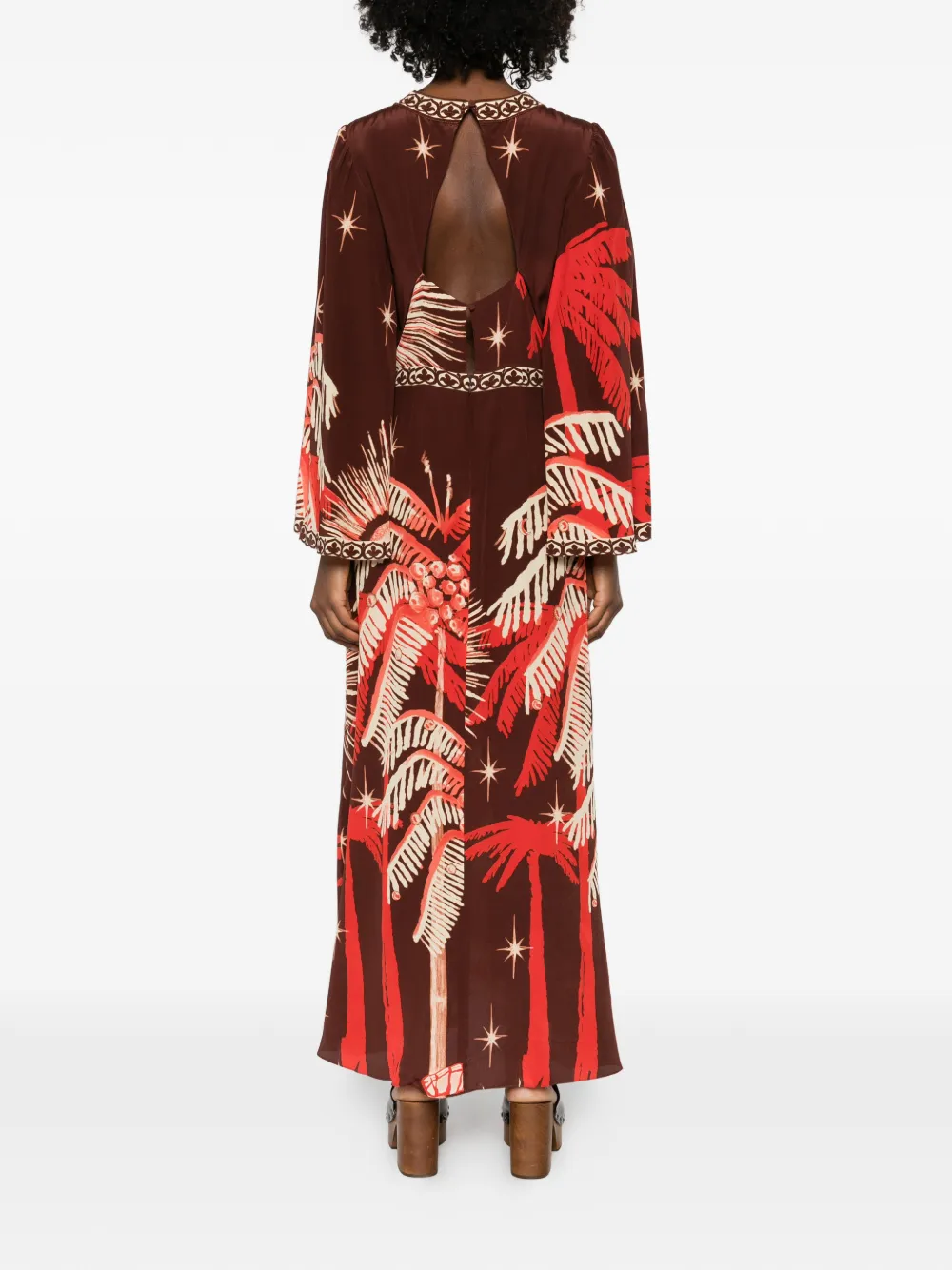 Johanna Ortiz Maxi-jurk met patroon en uitgesneden details Bruin
