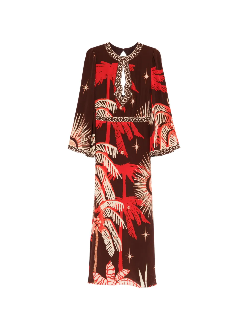 Johanna Ortiz patterned cut-out maxi dress - Marrone