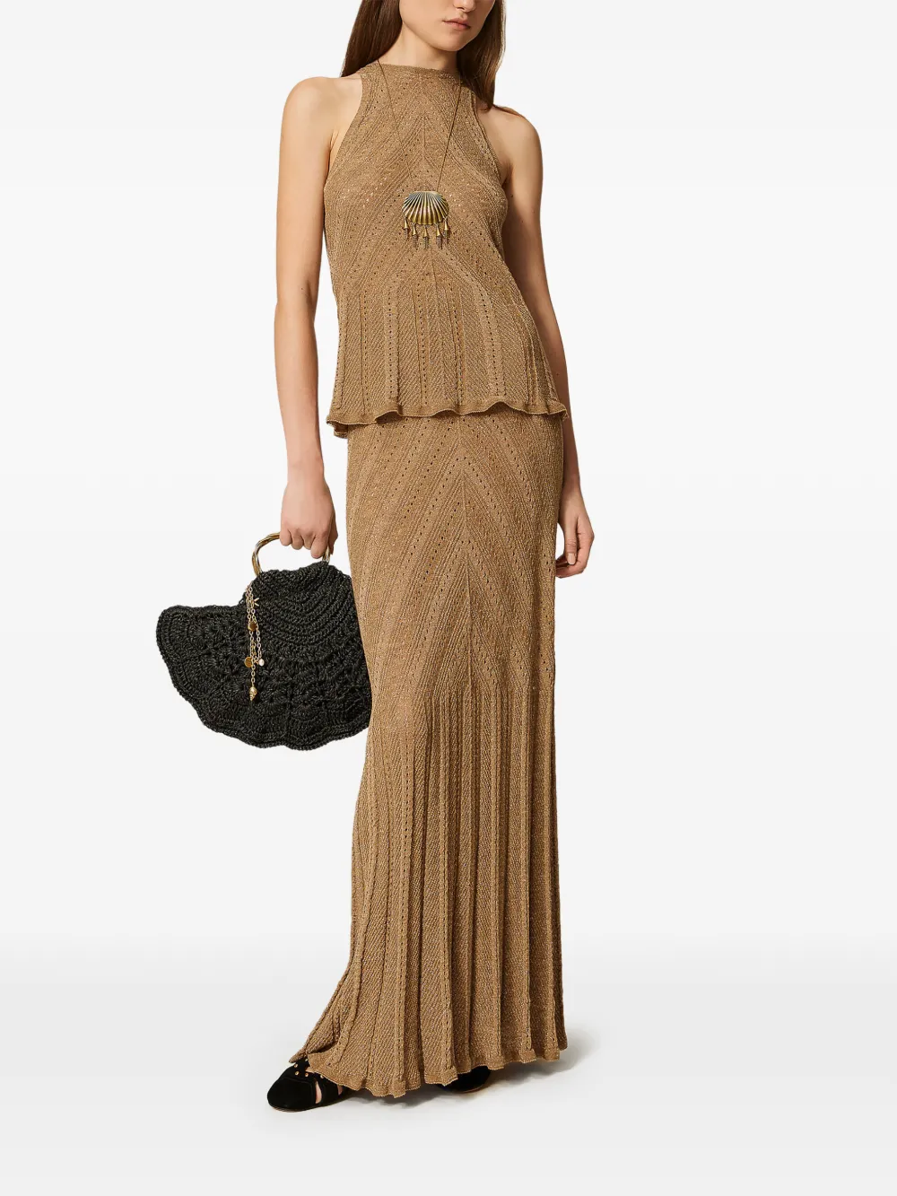 TWINSET Gebreide maxi-rok Bruin