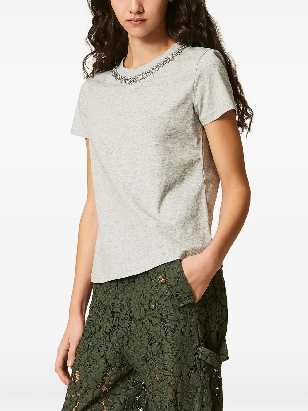 TWINSET T-shirt met cabochon Grijs