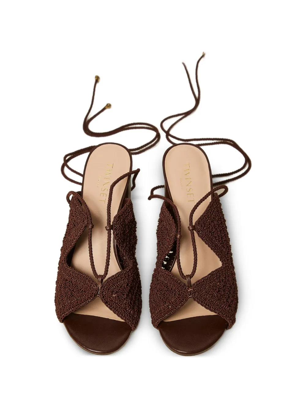 TWINSET Macrame gestrikte sandalen Bruin