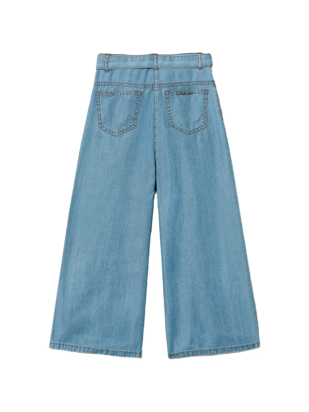 TWINSET Kids Broek met wijde pijpen en ceintuur Blauw