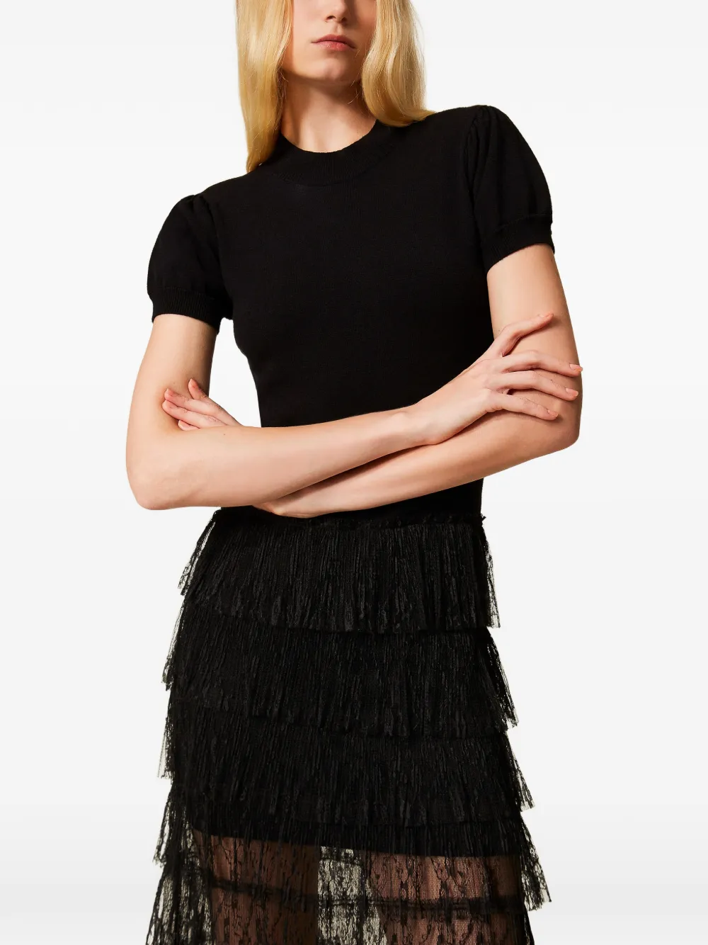 TWINSET Maxi-jurk met kant Zwart