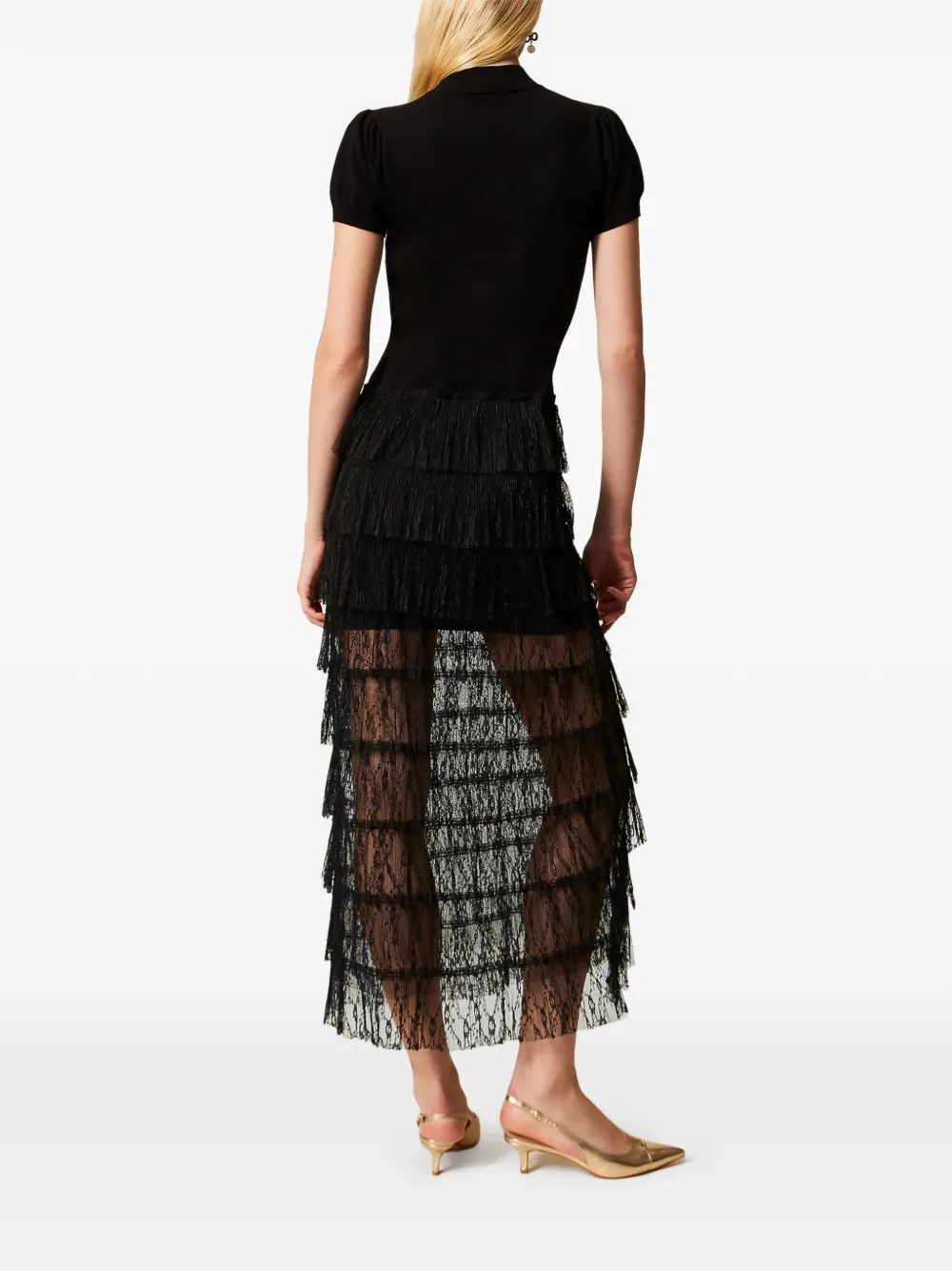 TWINSET Maxi-jurk met kant Zwart