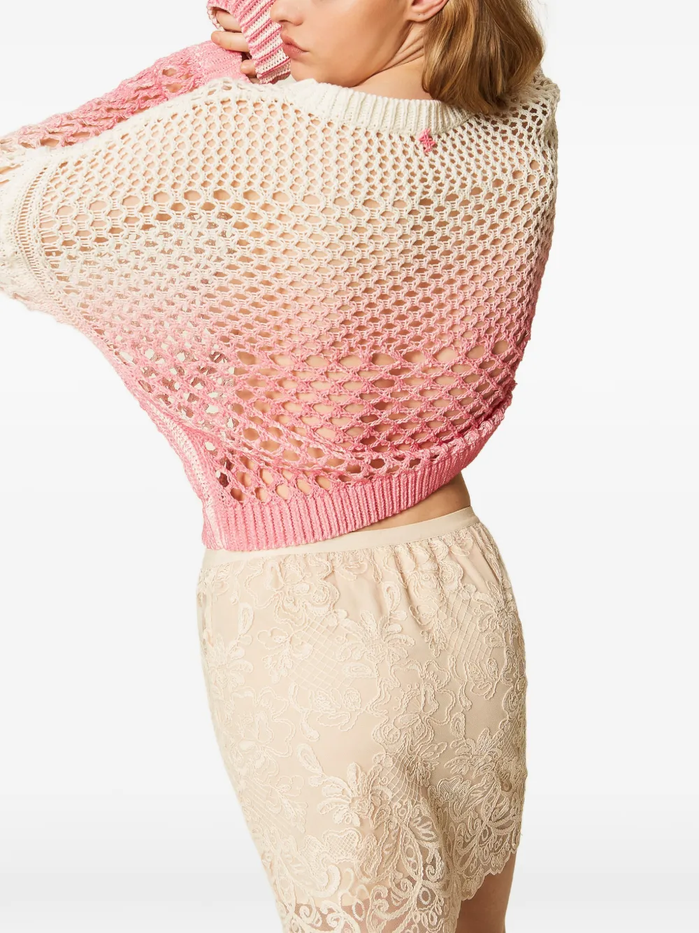 TWINSET x Myfo mini-rok met kant Beige