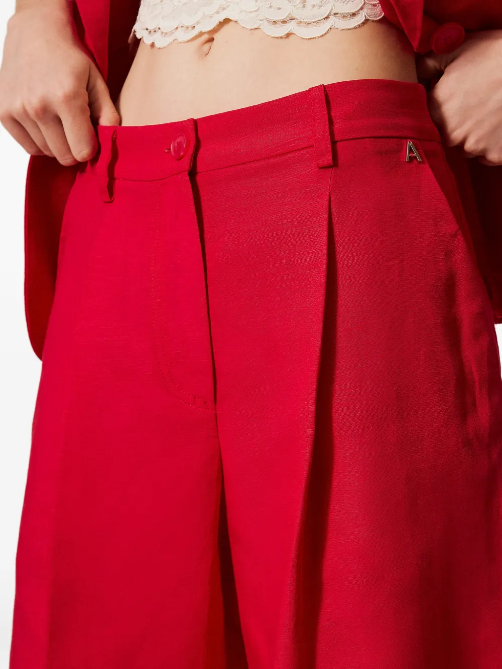 TWINSET Geplooide shorts Rood