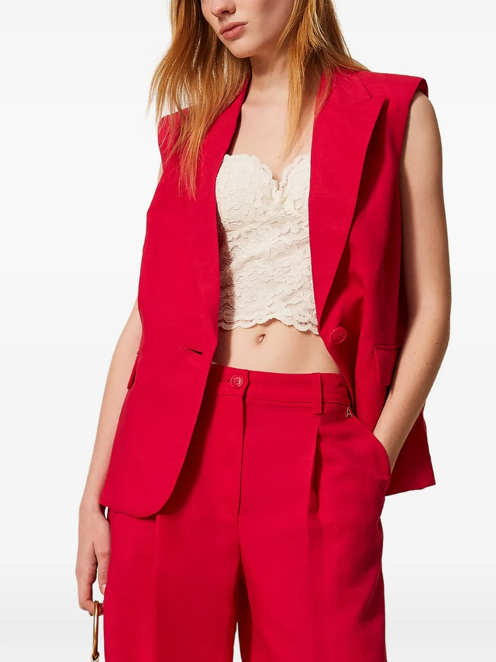 TWINSET Geplooide shorts Rood