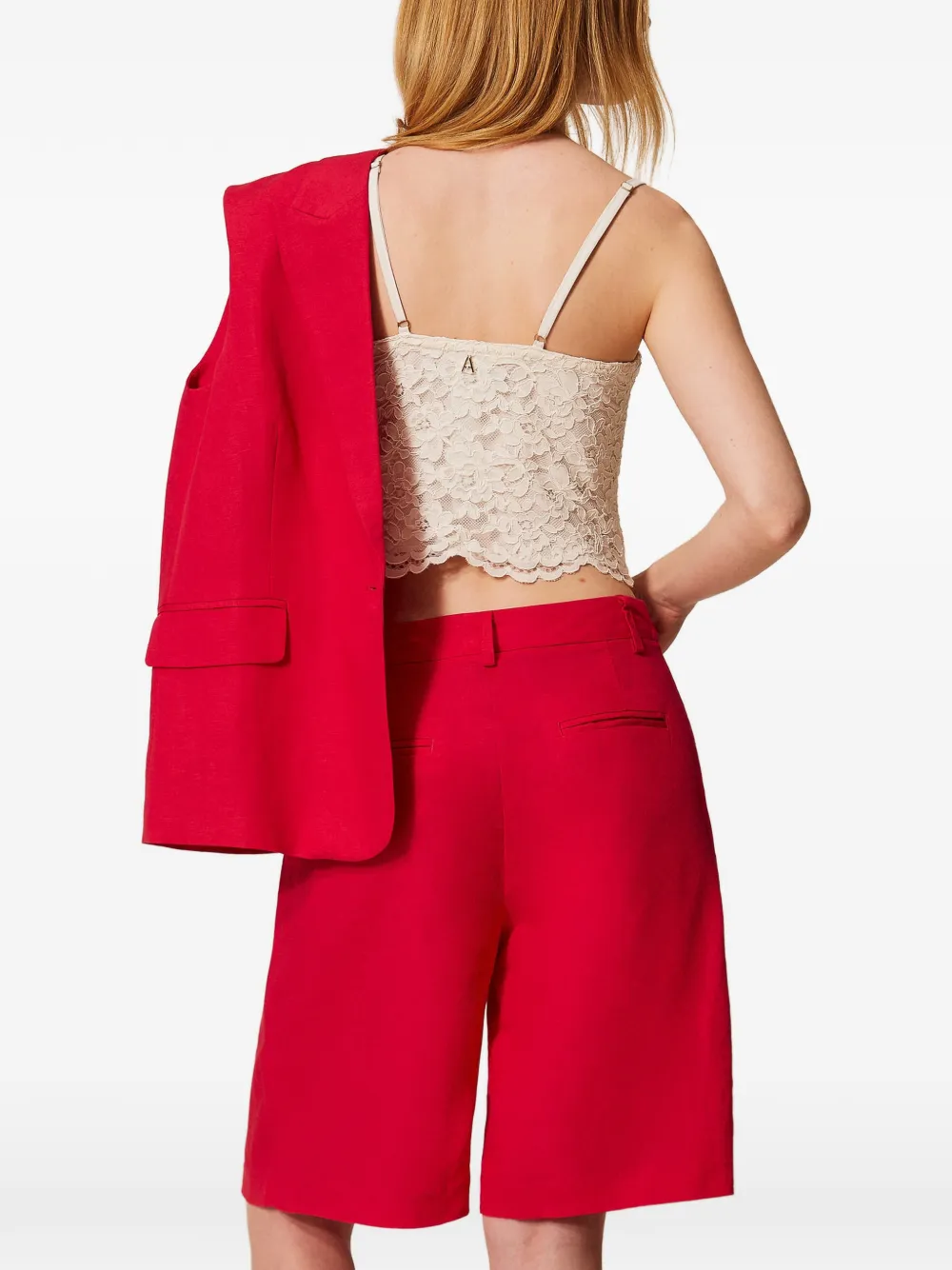 TWINSET Geplooide shorts Rood