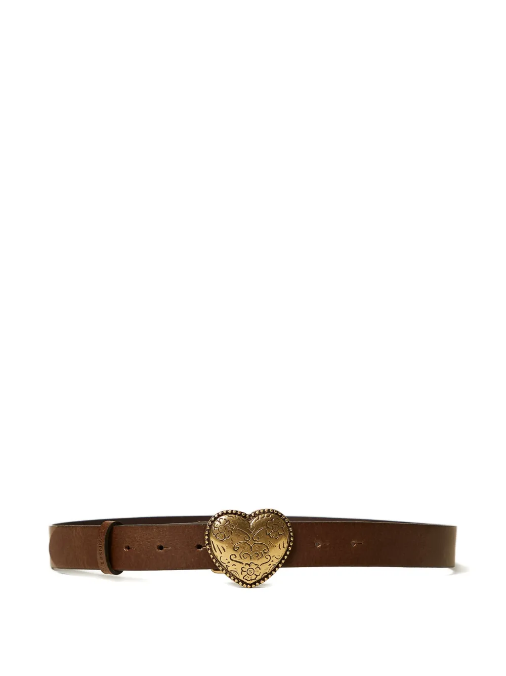 TWINSET Cintura Heart in pelle - Marrone