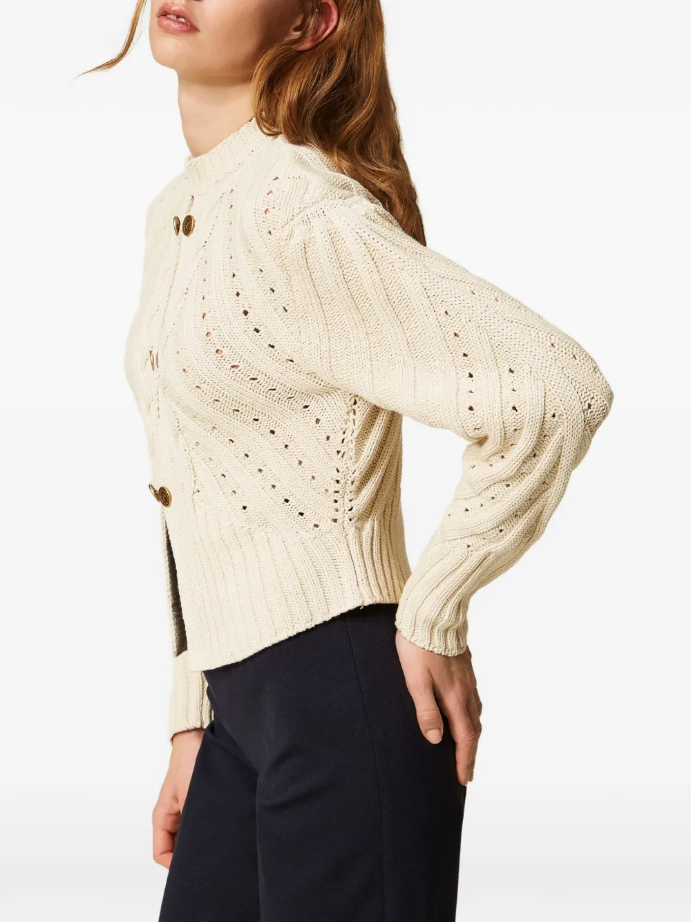  Twinset Cable-knit Button-up Cardigan - Neutrals 