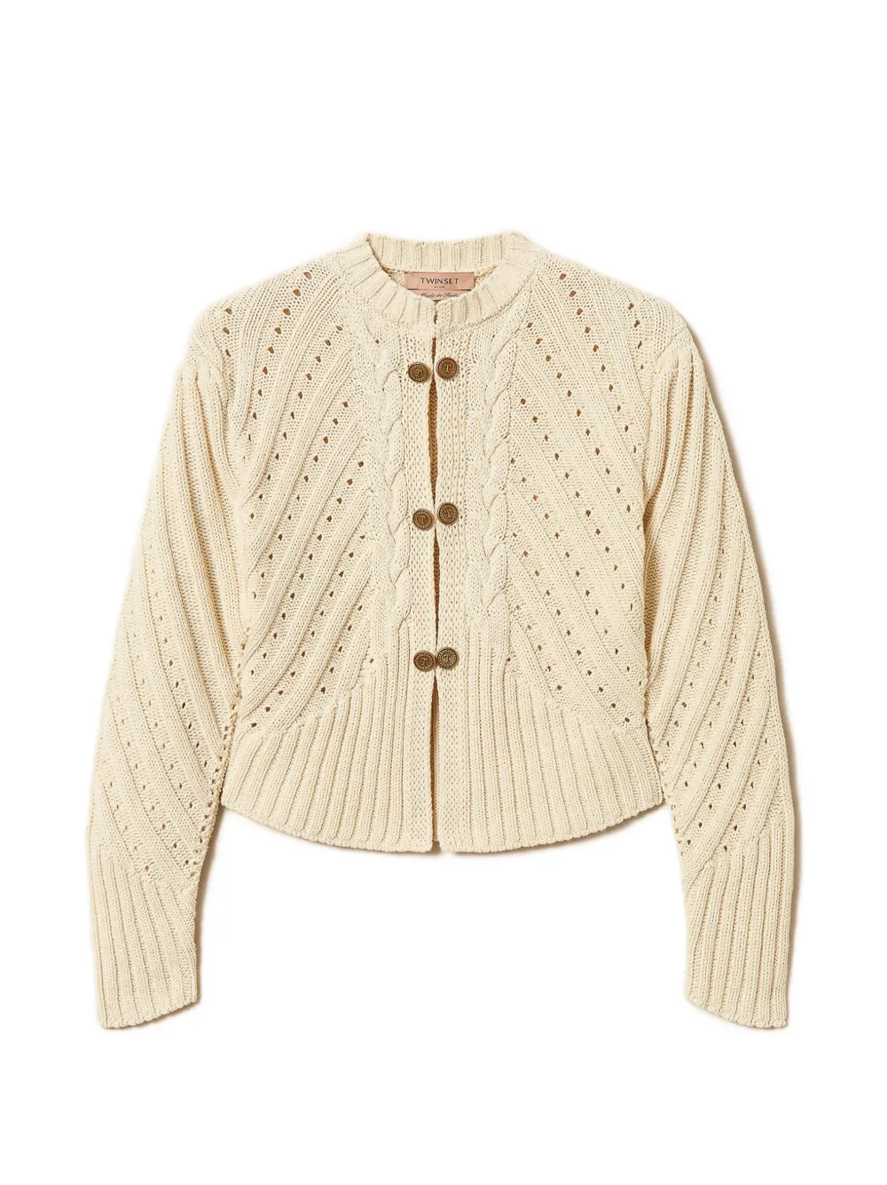 TWINSET cable-knit button-up cardigan - Nude