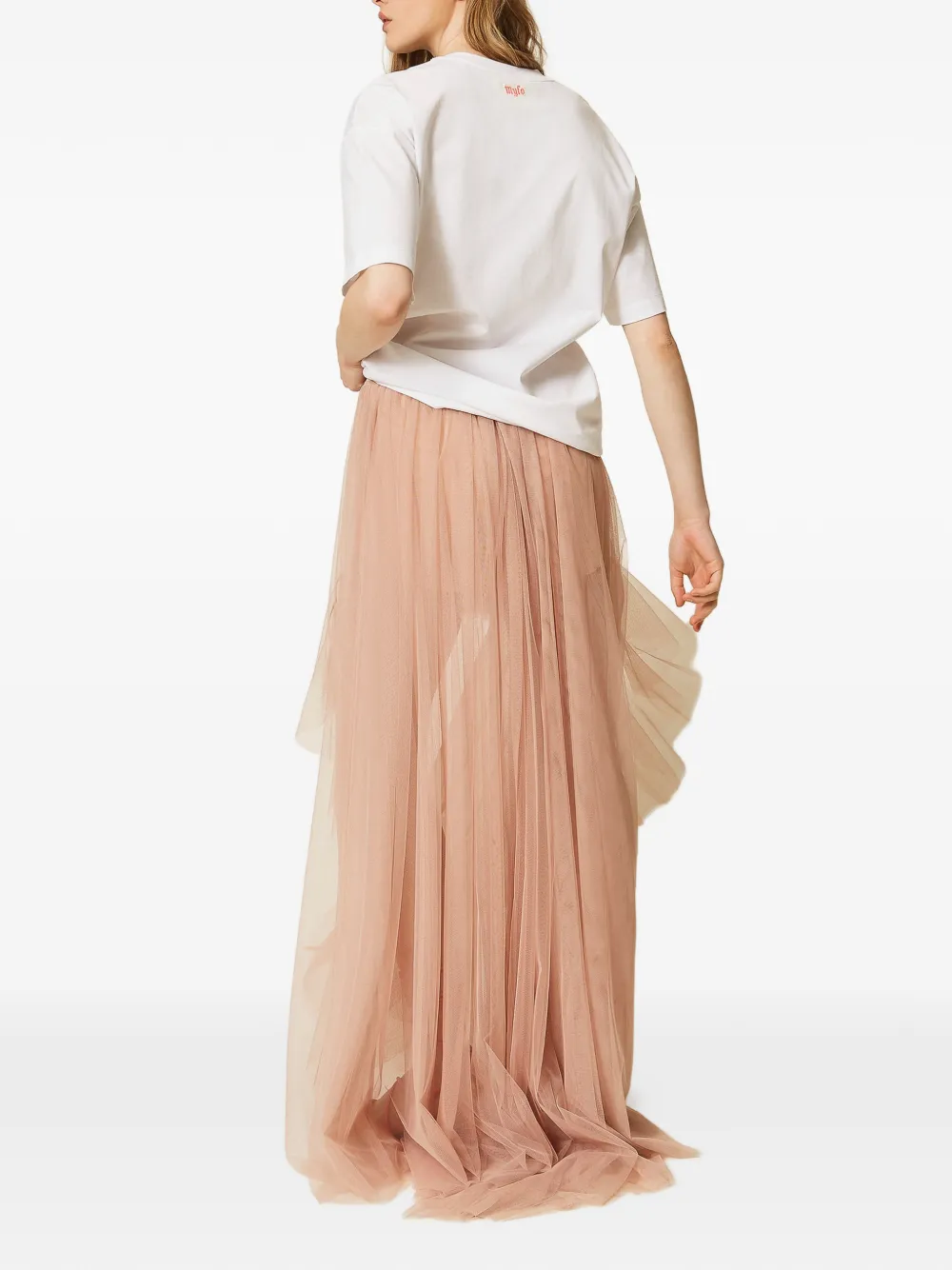 TWINSET x Myfo asymmetrische tulen rok Beige