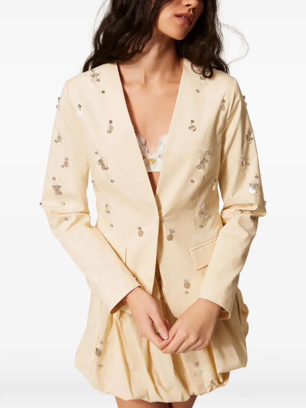 TWINSET Blazer verfraaid met pailletten Beige