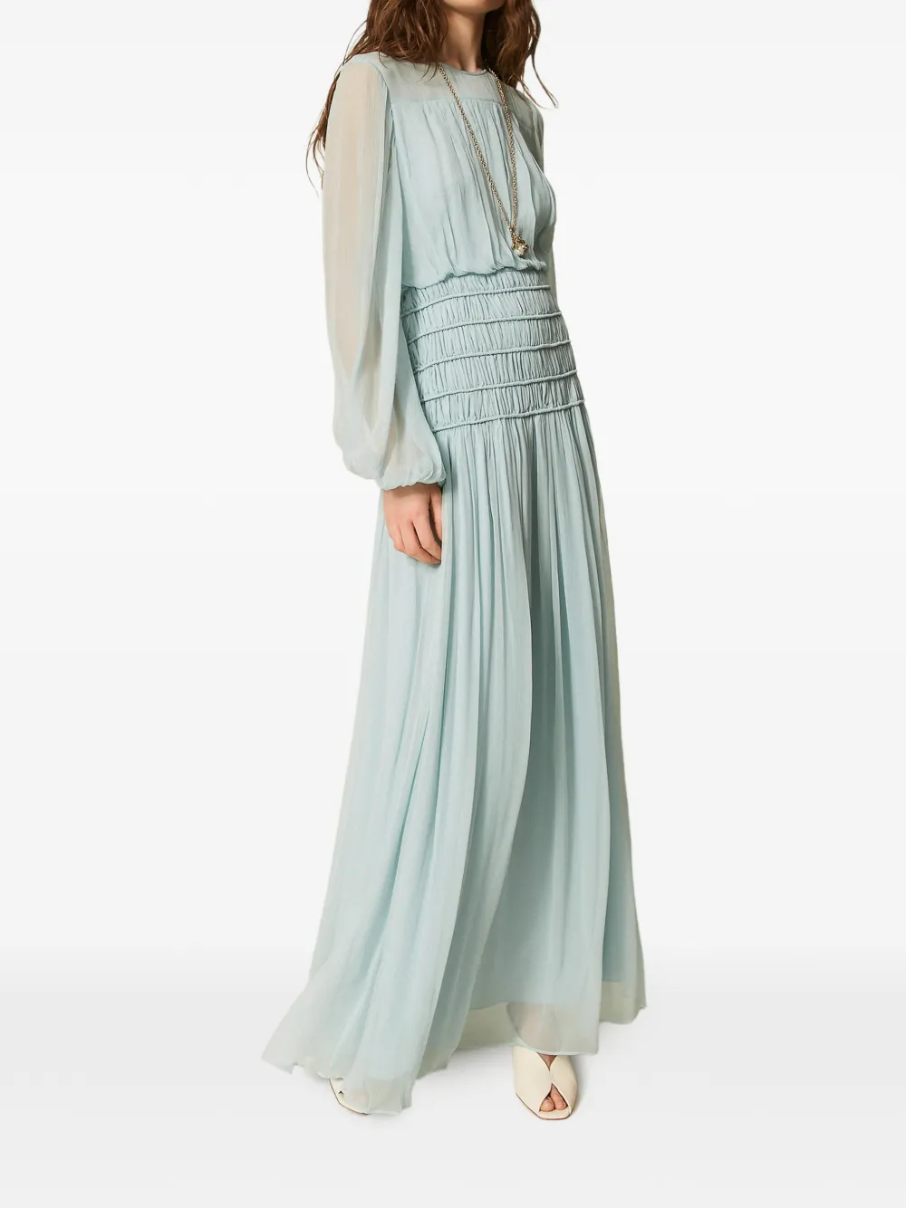 TWINSET Zijden maxi-jurk Blauw