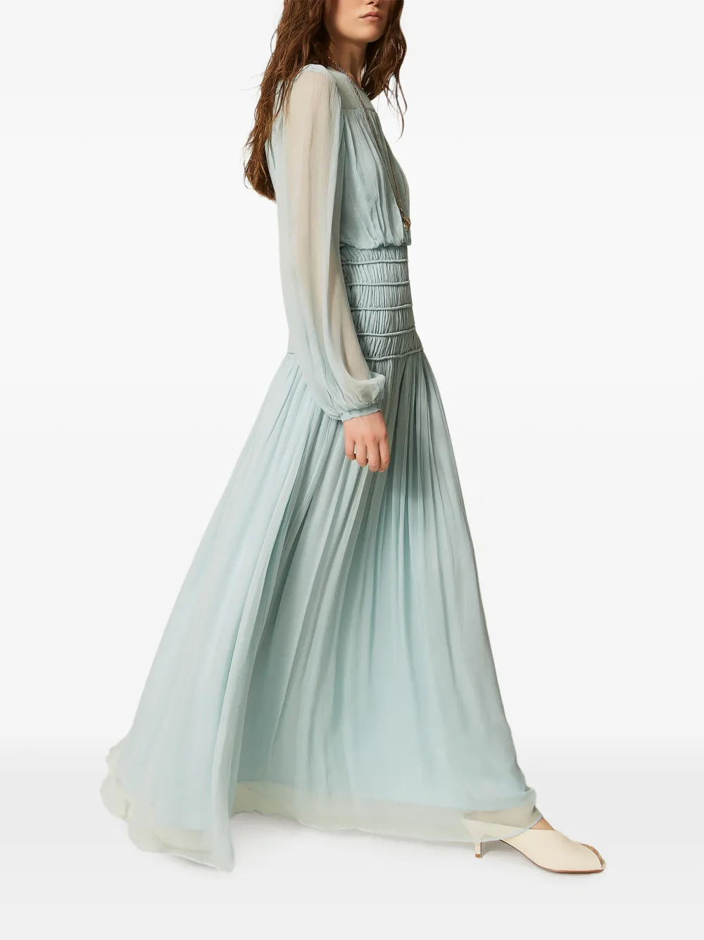 TWINSET Zijden maxi-jurk Blauw