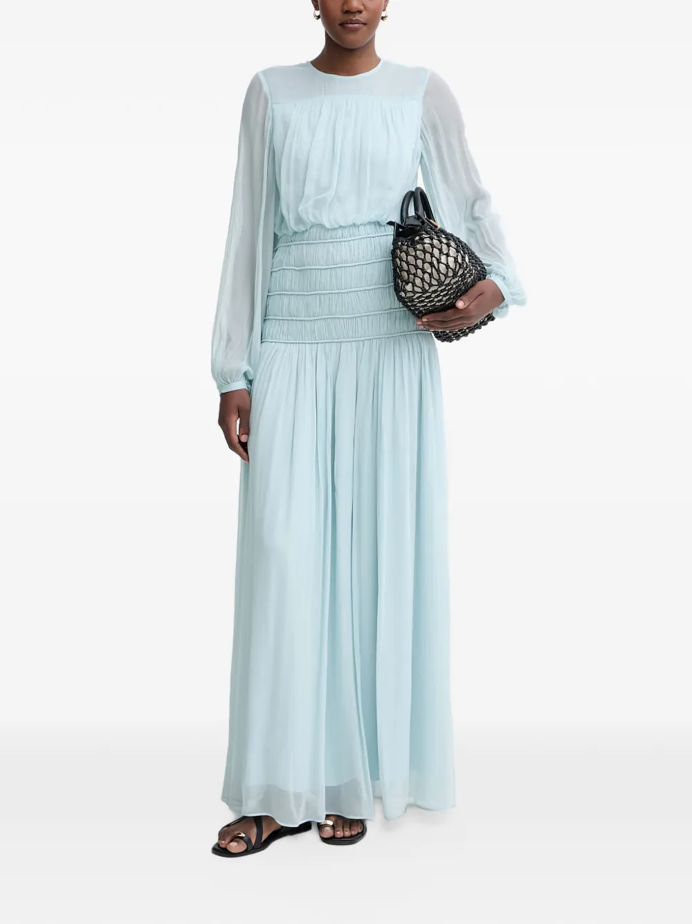 TWINSET Zijden maxi-jurk Blauw