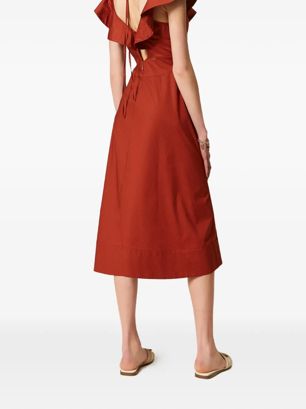  Twinset Ruffled Midi Dress - Brown 