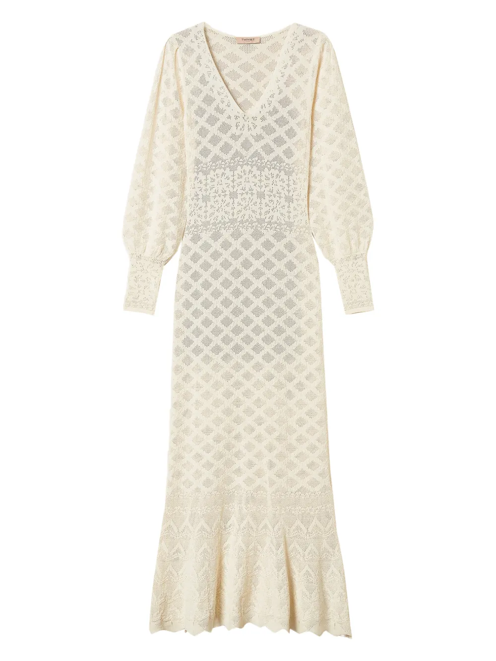 TWINSET Abito lungo a fiori - Bianco