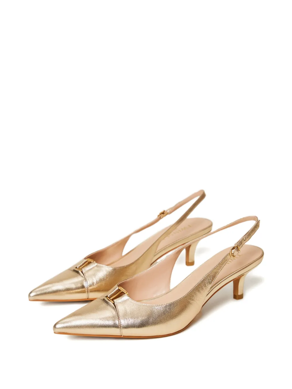 TWINSET 50mm leather slingback pumps Goud