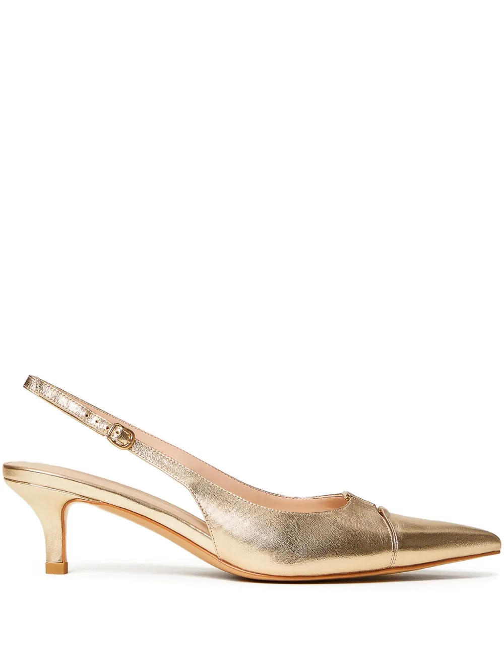 TWINSET 50 mm leren slingback pumps Goud