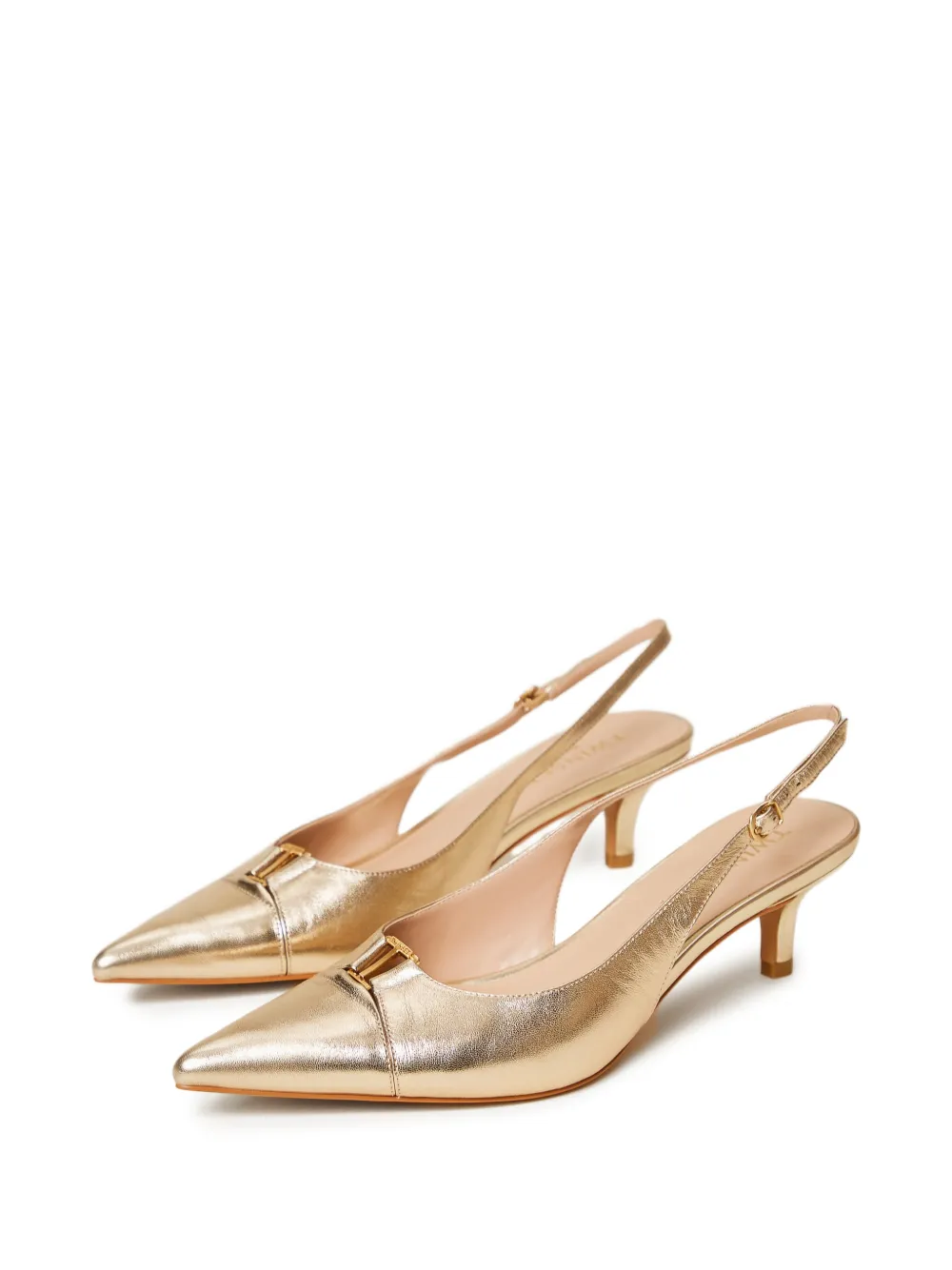 TWINSET 50 mm leren slingback pumps Goud