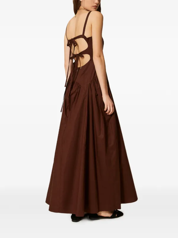 TWINSET Gathered Poplin Maxi Dress | Brown | FARFETCH JO TWINSET Gathered Poplin Maxi Dress | Brown | FARFETCH JO