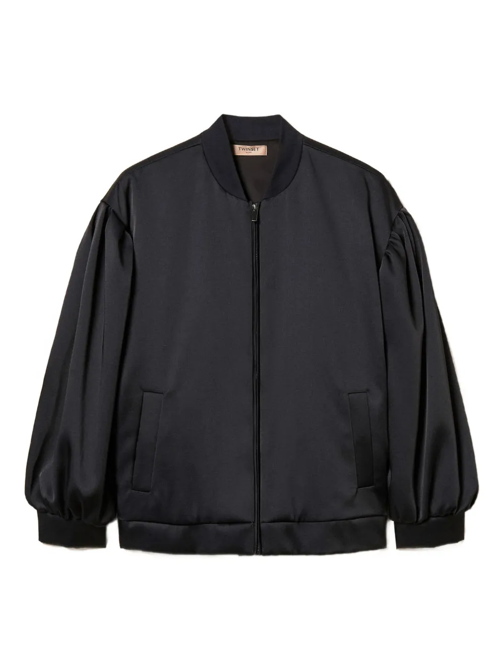 Twinset Gathering Duchesse Bomber Jacket In Black