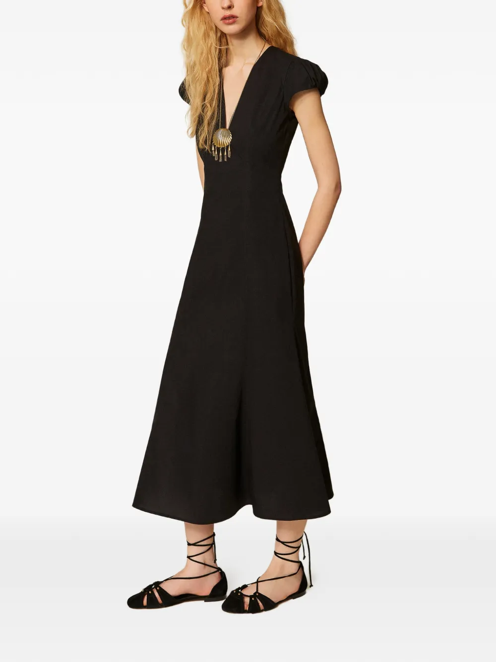 TWINSET Maxi-jurk met V-hals Zwart