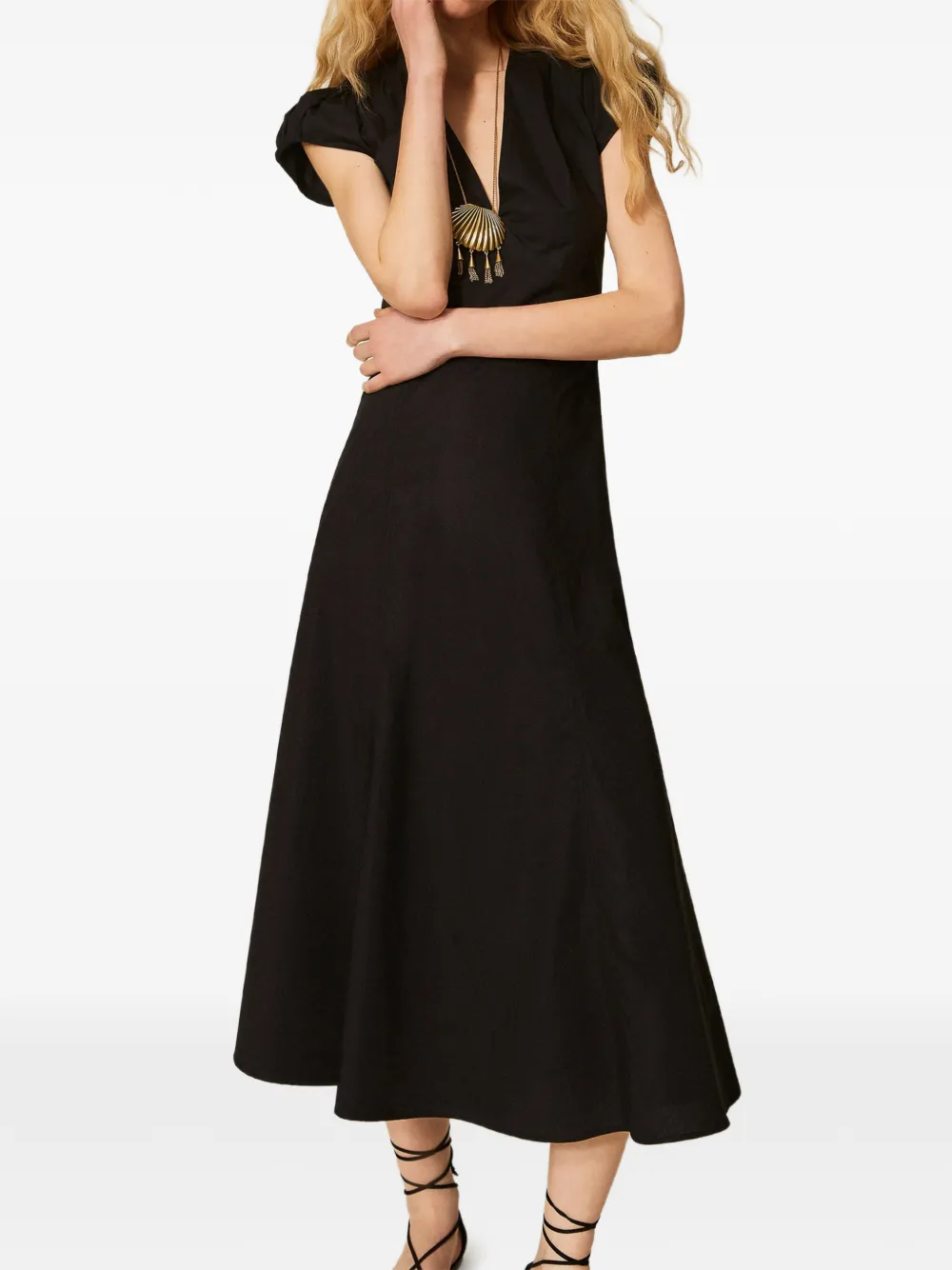 TWINSET Maxi-jurk met V-hals Zwart