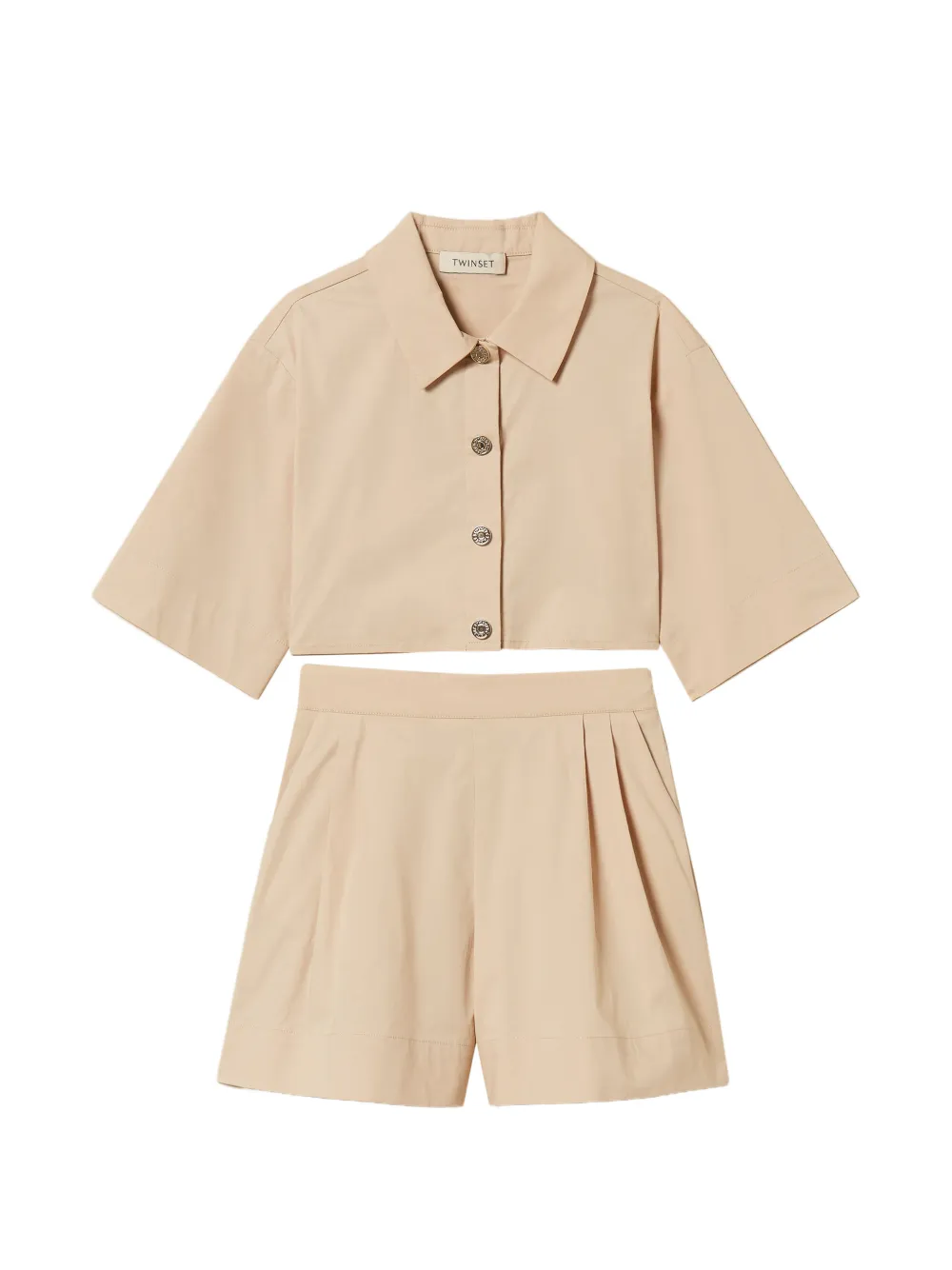 TWINSET Kids short-sleeved cropped shorts set - Toni neutri