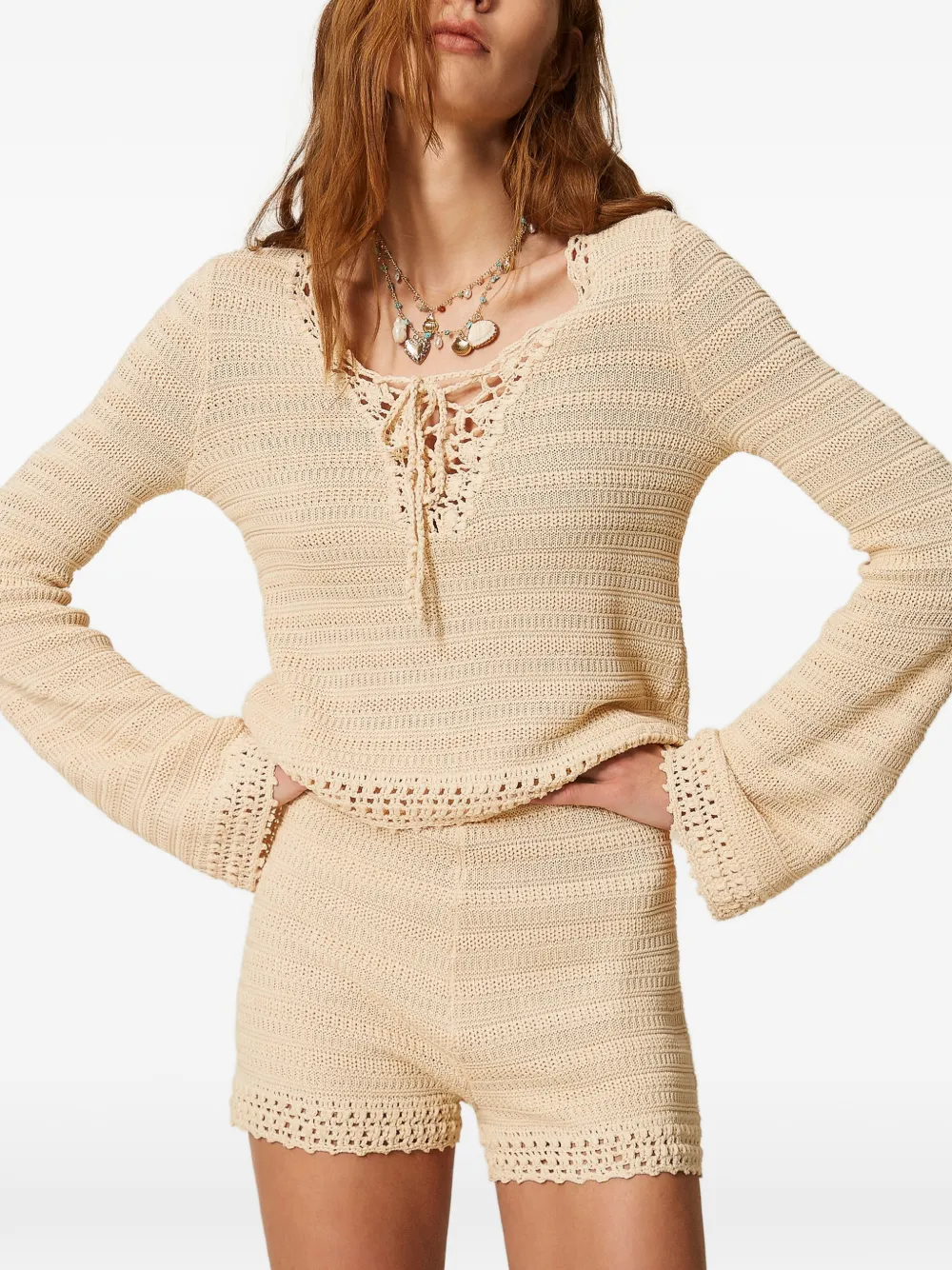  Twinset Knitted Shorts - Neutrals 