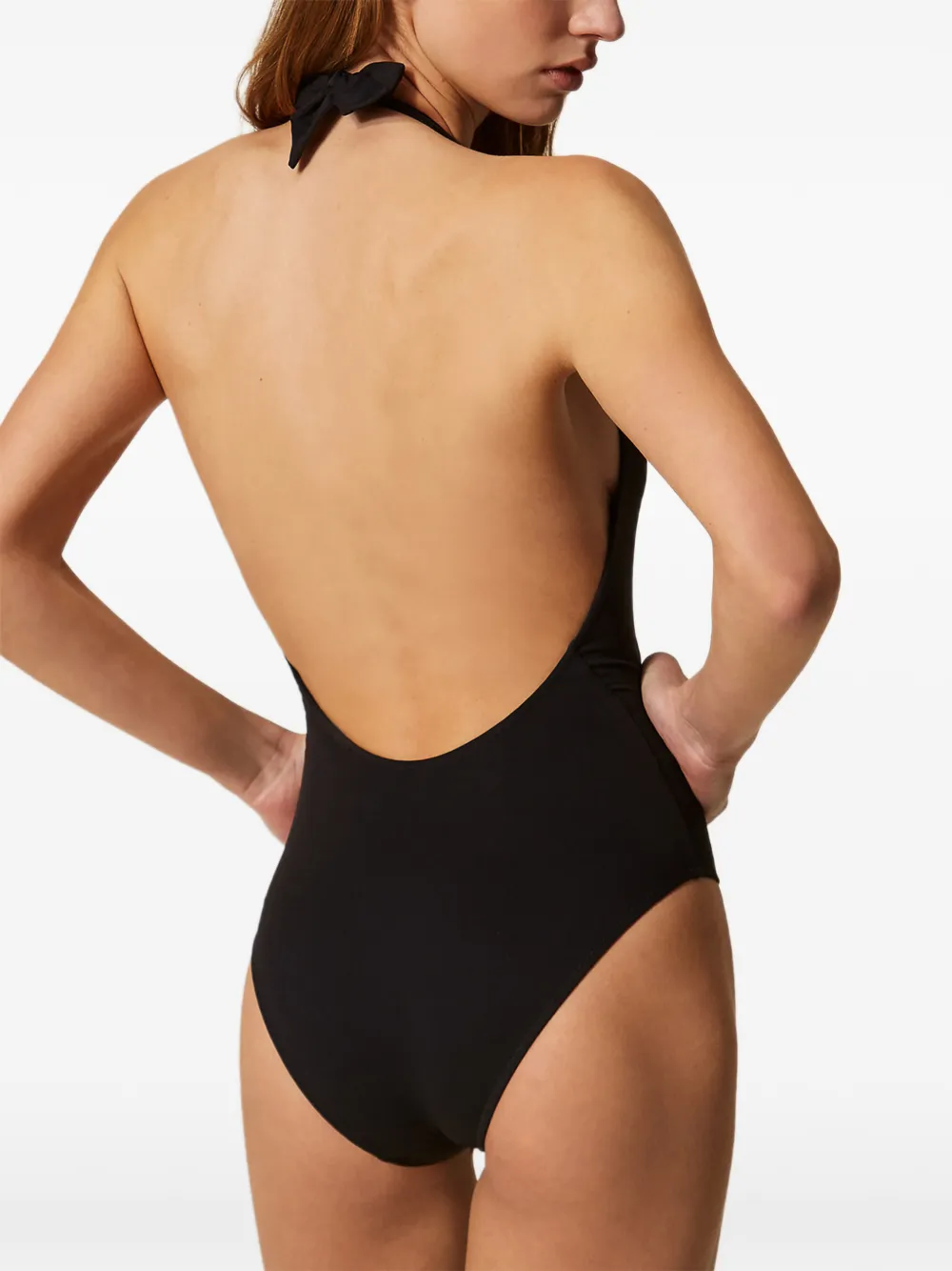 TWINSET Badpak met geborduurde patch Zwart